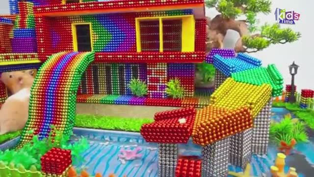 Магнитные шарики - Сделай сам - Построй Креативный Современный особняк - С Горкой в Бассейне
