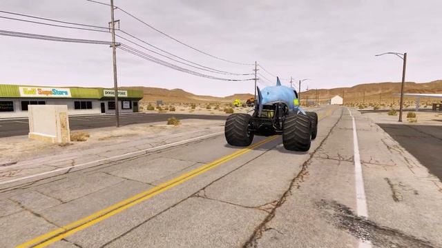 Монстр Траки! Машины против лежачего полицейского - BeamNG