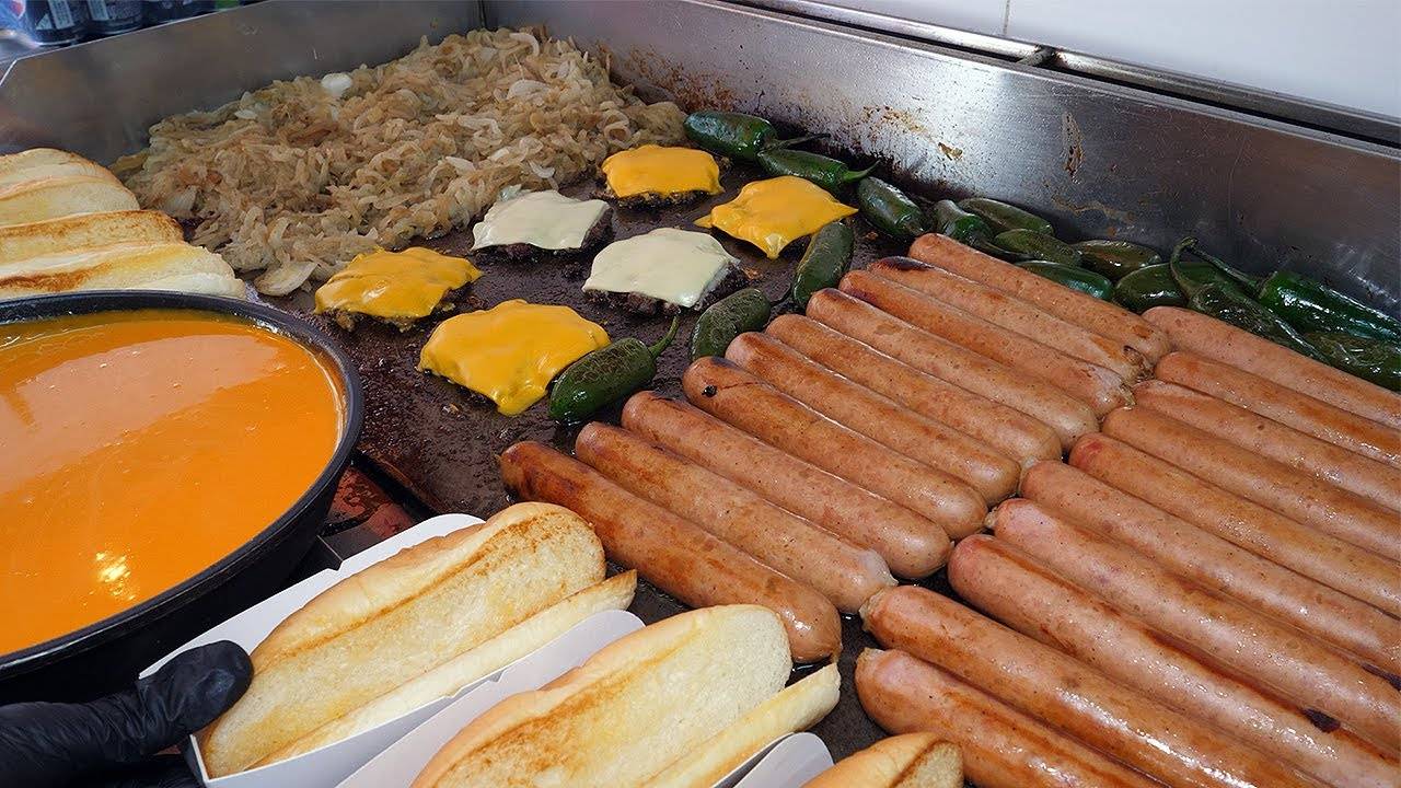 Американский хот-дог с сыром и чили в Корее | Еда мира - Уличная еда | World Food - Street Food