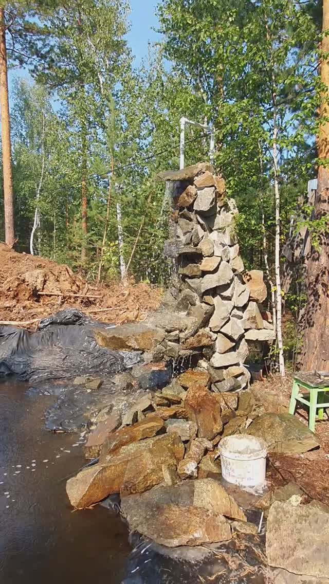 делаем водопад на пруду