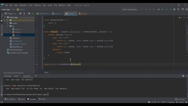 2. Redux и React. State, reducer, action + redux hooks useDispatch и useSelector