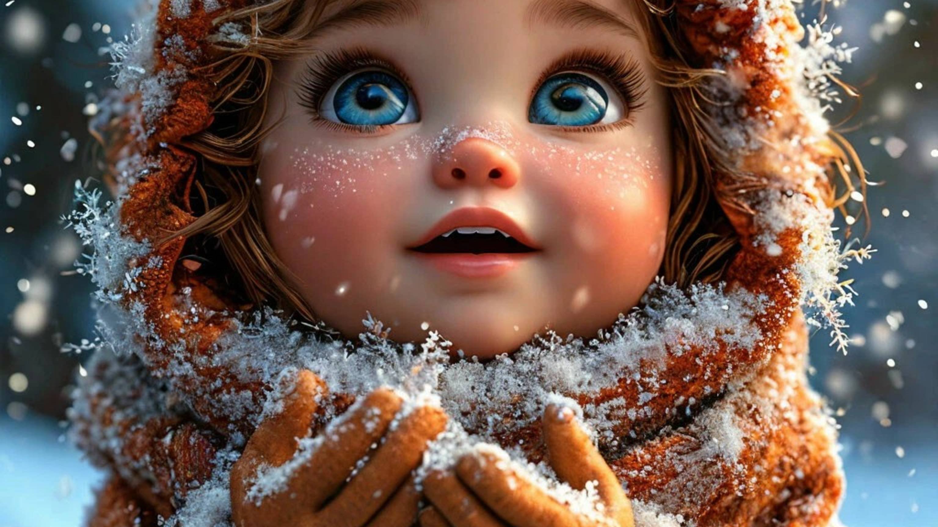 Долгожданный снег ❄️ ❄️ ❄️. 
Создано с помощью ИИ.
