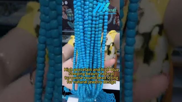 241210-4 High porcelain and high blue sleeping beauty natural turquoise round bead string