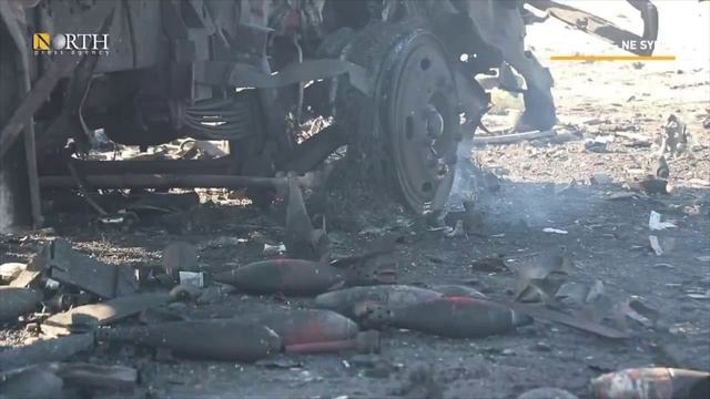 Результат ночного авиаудара по аэродрому Камышлы на северо-востоке Сирии.  По данным сирийских и...