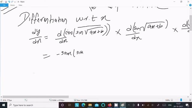 Differentiate cos(sin√ax + b)