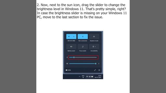 Change Brightness in Windows 11 from Quick Settings