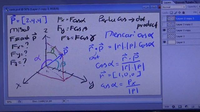 Menghitung Sudut vektor 3 Dimensi