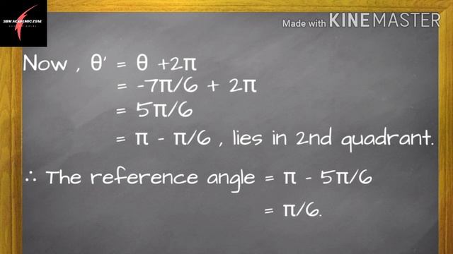 How to find the reference  angle of   θ = -7π/6