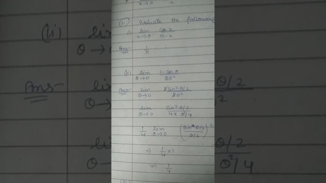 limit x-1 1-cos theta/2theta^2