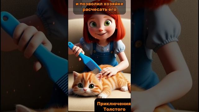 Рыжий котёнок по имени Толстый и расчёстка