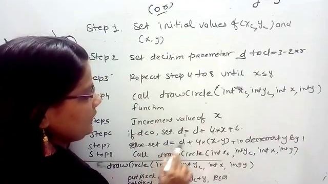 Bresenham's Circle Drawing Algorithm in Computer Graphics in Hindi Lec-15