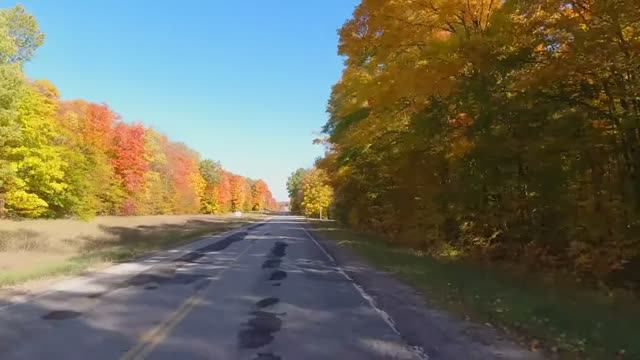 Осенний тур. За рулем в Северном Мичигане.  Осенние виды и спокойная музыка для расслабления!...