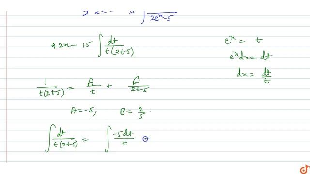 `int((4e^x-25)/(2e^x-5))dx=A x+B log/(2e^x)-5/(+c)` then