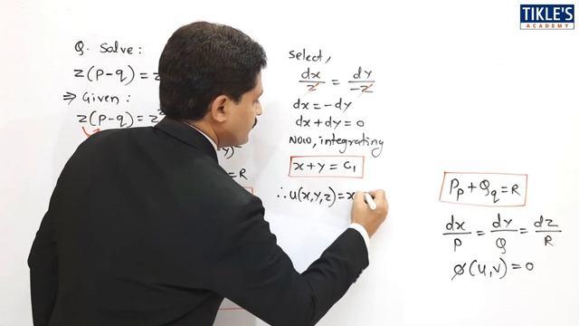 PARTIAL DIFFERENTIAL EQUATION OF FIRST ORDER AND FIRST DEGREE SOLVED PROBLEM 2 @TIKLESACADEMY