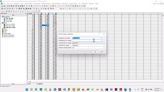 Oasis montaj - Merge few magnetic data sheets to one (Объединить несколько листов магнитных данных в