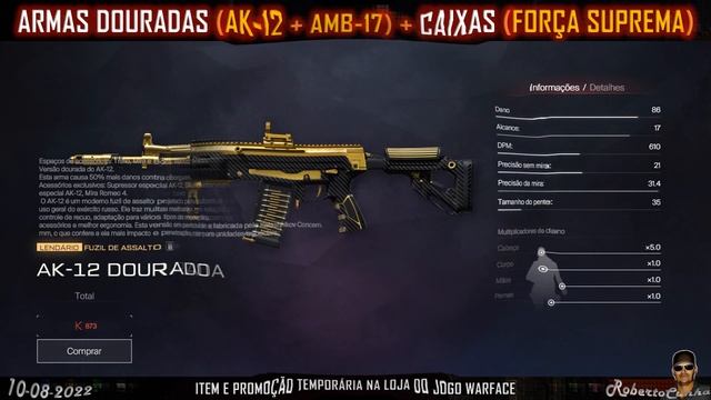 Warface - Loja 10-08-2022 (AK-12 Dourado + AMB-17 dourada)