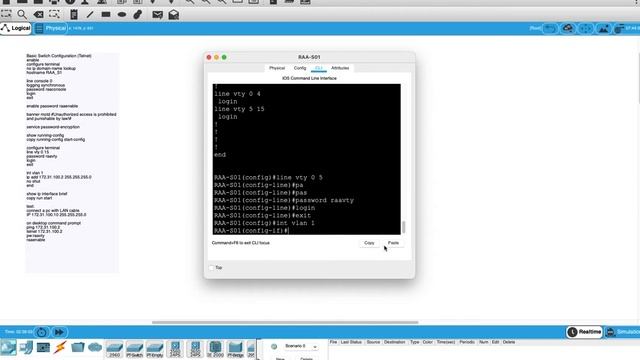 Packet Tracer: Basic Switch 2960 Telnet access configuration