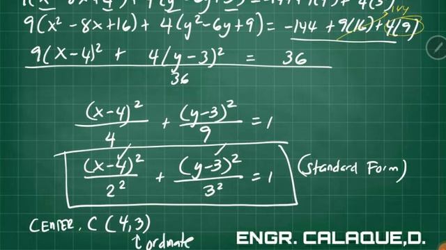 Plane Analytic Geometry 9 - Ellipse Example
