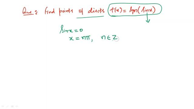 point of discontinuity of signum function