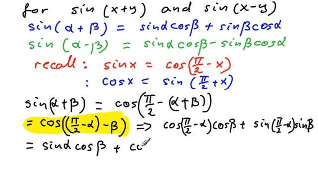 How to Prove the Addition and Subtraction Formula for sin(x+y) or sin(x-y)