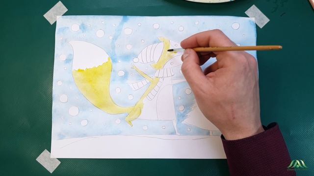ЛИСИЧКА LITTLE FOX | ЗИМНИЕ МОТИВЫ. РИСУЕМ АКВАРЕЛЬЮ | ОБРАЗ СКАЗОЧНОГО ГЕРОЯ | уроки ИЗО | 2 класс