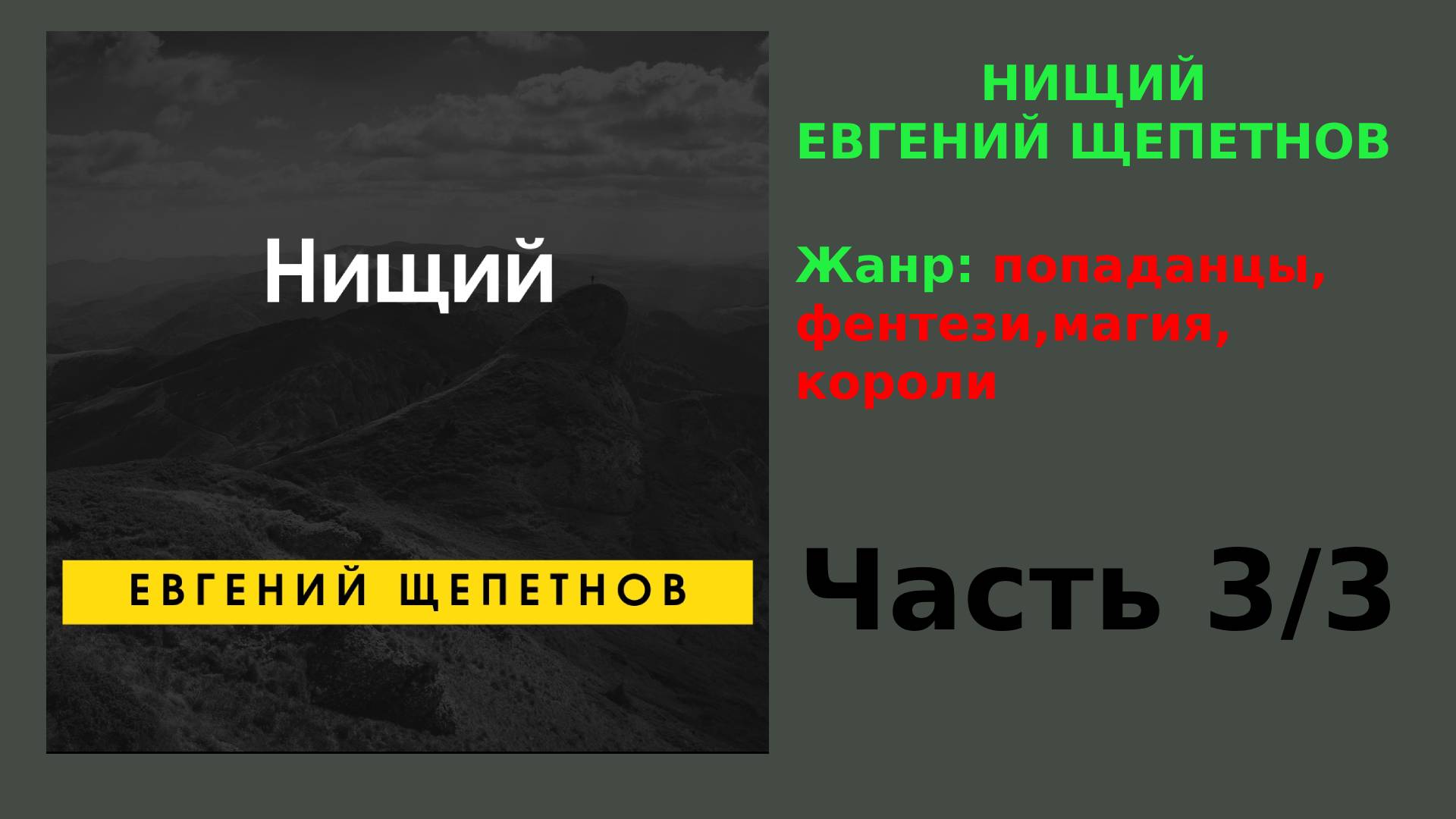 АУДИОКНИГА | Нищий - ЕВГЕНИЙ ЩЕПЕТНОВ | часть 3/3 | ПОПАДАНЦЫ в ДРУГОЙ МИР