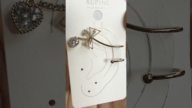 Кафф с бантиком и подвеской-сердцем, Xuping Jewelry