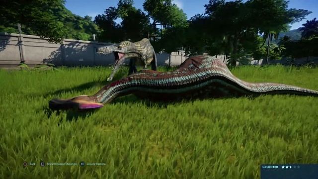 Jurassic World Evolution: Suchomimus pair vs Olorotitan herd (Base Genome) (Part 2)