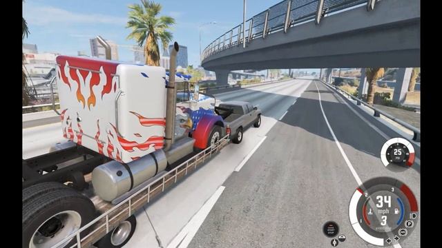 Dodge Cummins Hauls semi -BeamngDrive