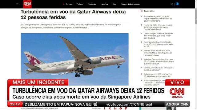 Turbulência em voo do Catar para Irlanda deixa 12 feridos | AGORA CNN