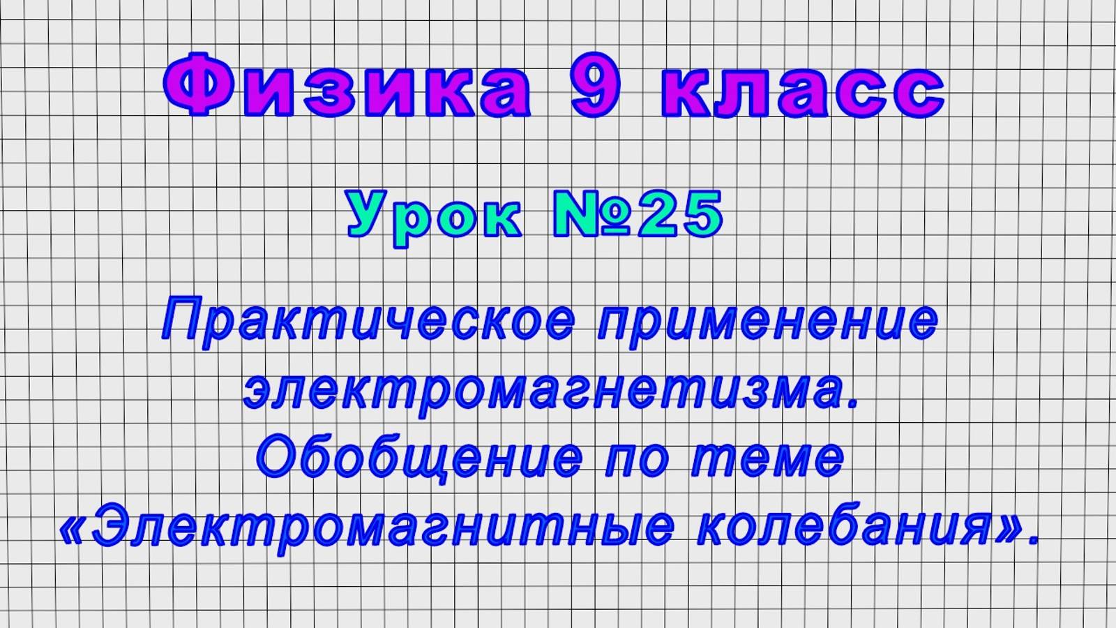Физика 9 класс (Урок№25 - Практическое применение электромагнетизма. Обобщение по теме.)