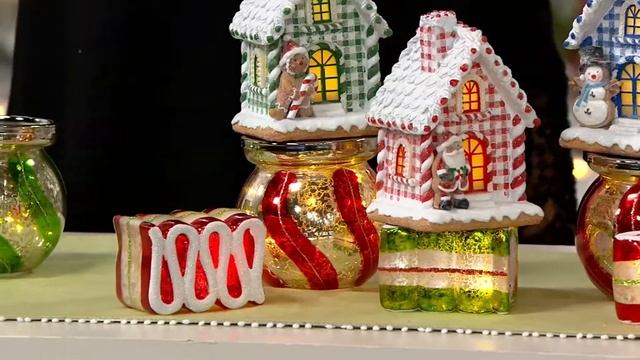 Set of 3 Illuminated Mercury Glass Ribbon Candy by Valerie on QVC