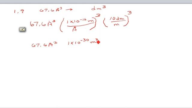 Unit Conversion:  Cubic Angstrom to Cubic decimeter     Excercise 1.9