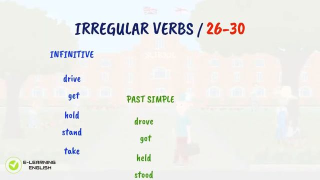 Irregular verbs List_ 6_25 I The Fast Driver I DRIVE, GET, HOLD, STAND, TAKE