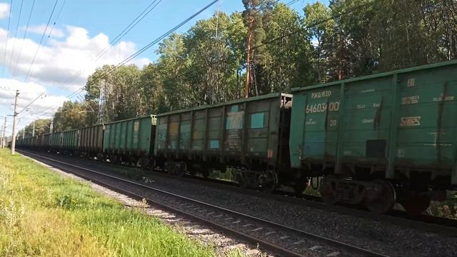 Еще зелёный! Электровоз ВЛ10У-643 с грузовым поездом,перегон Владимирская - Новолисино