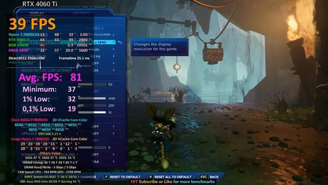 Ratchet and Clank Rift Apart PC RTX 4070 4060 Ti 4060 3060 Ti  - 1080p 1440p 4K