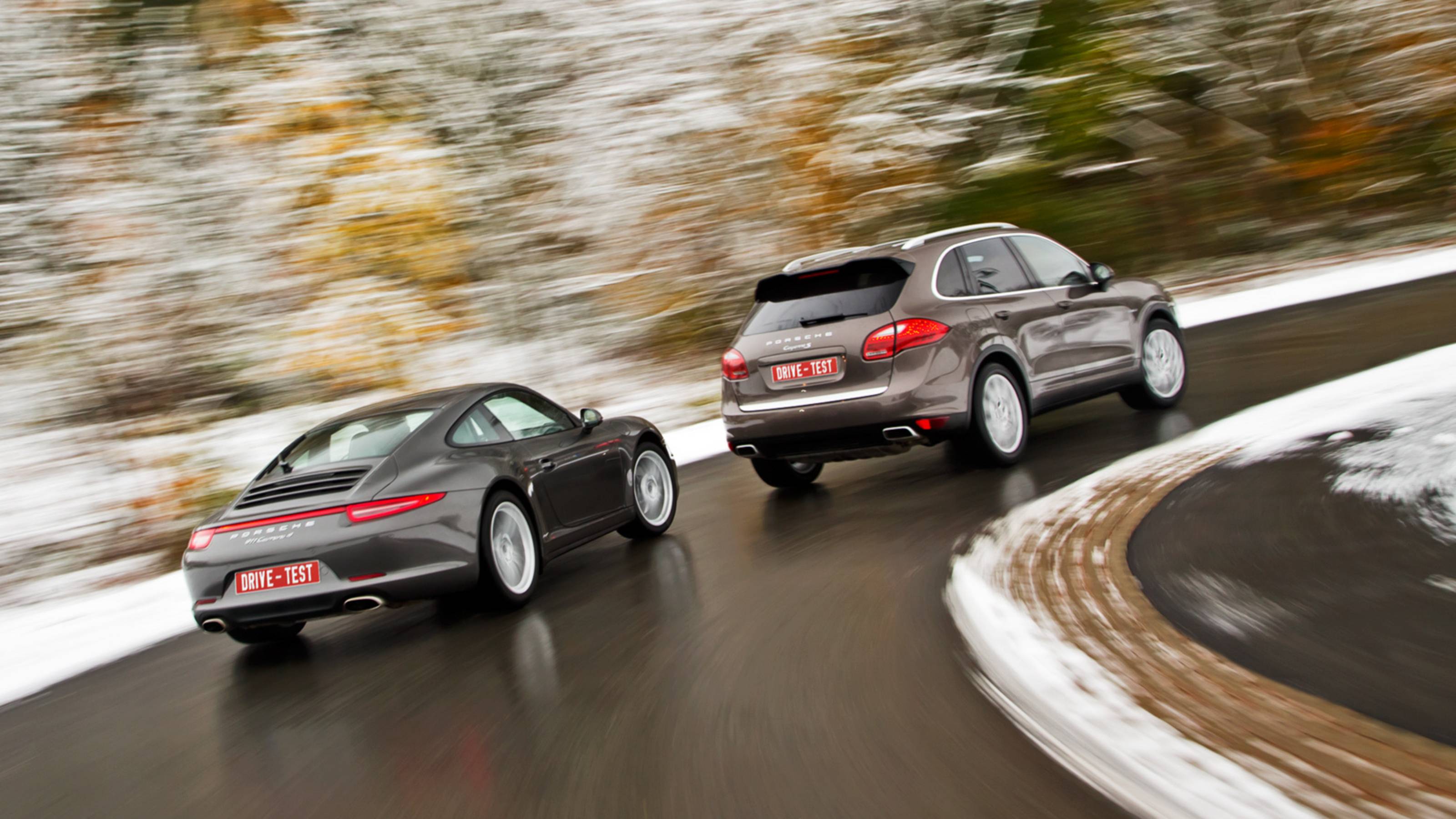 Porsche Carrera 4 и Cayenne S diesel — За кадром
