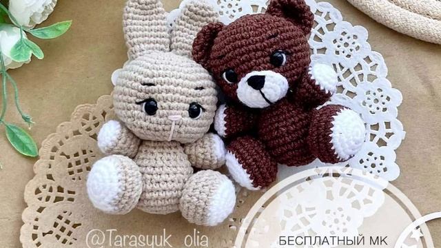 Схема Зайка и мишка крючком. Амигуруми схемы и описания. Автор: Оля Кулибаба