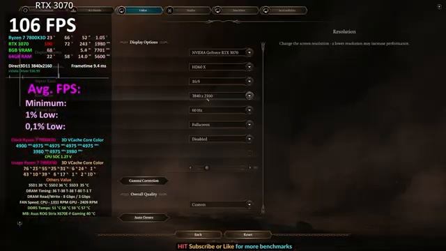 Baldur's Gate 3 RTX 3070 RTX 3080 1080p 1440p 4K
