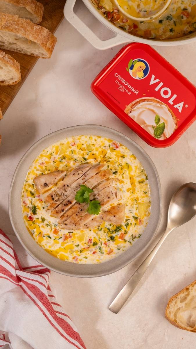 Сырный суп с курицей