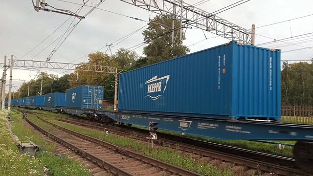 Звёздный! ВЛ10-1121 с контейнерным поездом тяжело прибывает в Автово