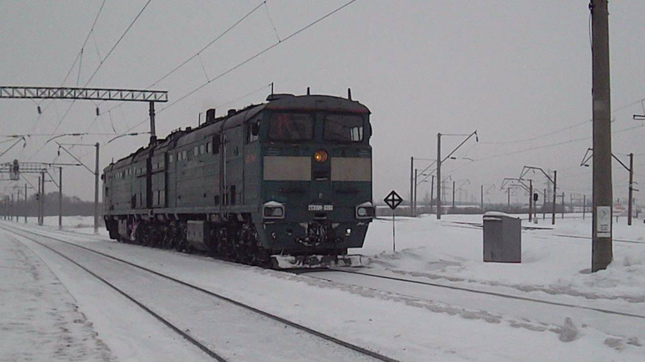 Тепловоз 2ТЭ10М-3393. Резервом. Звук 10Д100.