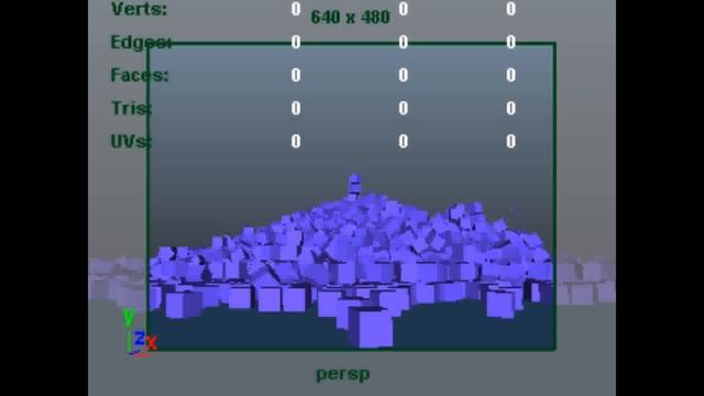 Maya Rigid Body Dynamics - 4098 cubes and 1 sphere