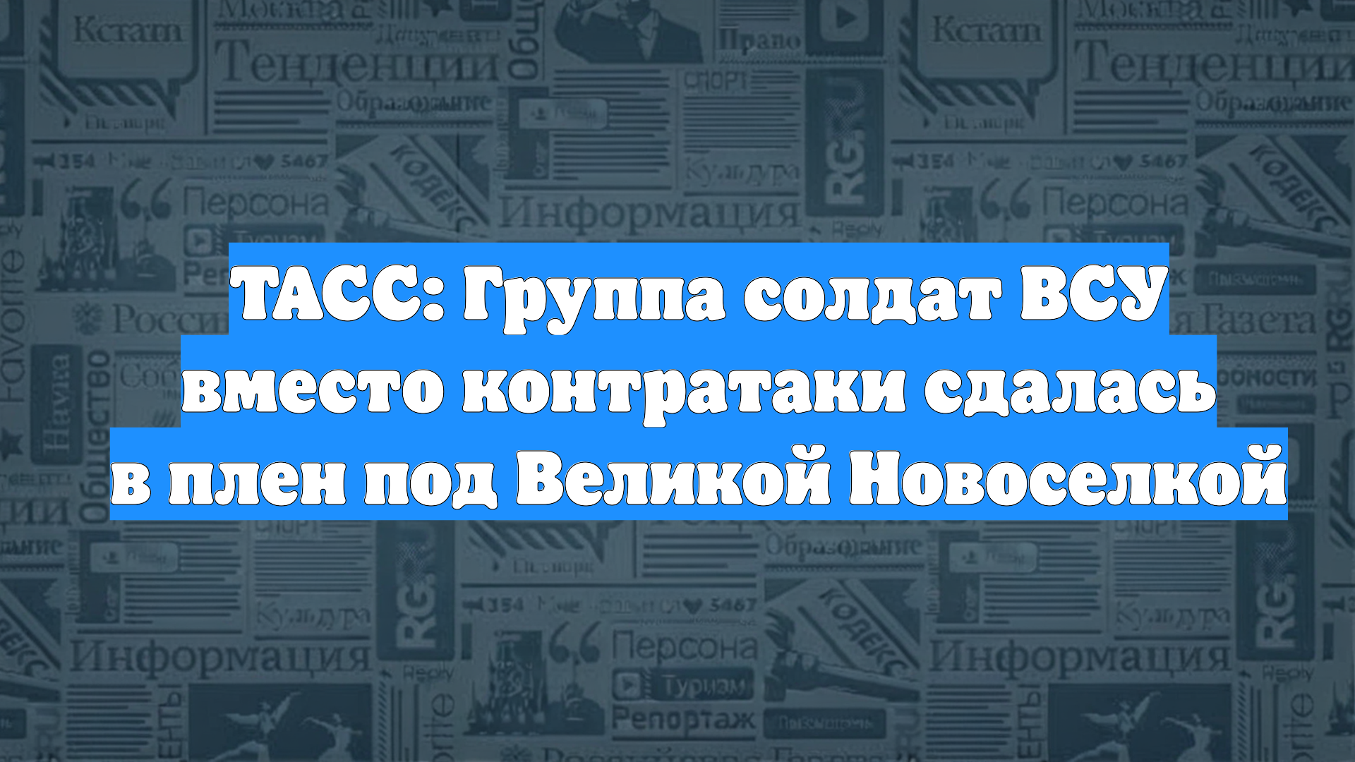 ТАСС: Группа солдат ВСУ вместо контратаки сдалась в плен под Великой Новоселкой