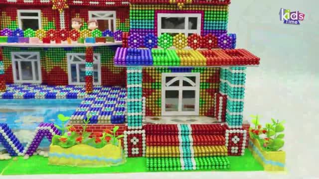 Магнитные шарики - Построй Гигантскую Блестящую горку для Мега-Особняка С Бассейном для Домашних Жив