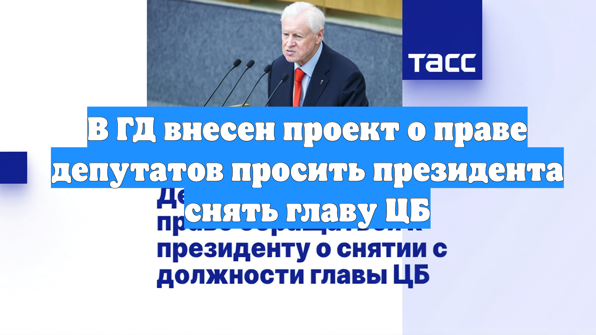 В ГД внесен проект о праве депутатов просить президента снять главу ЦБ