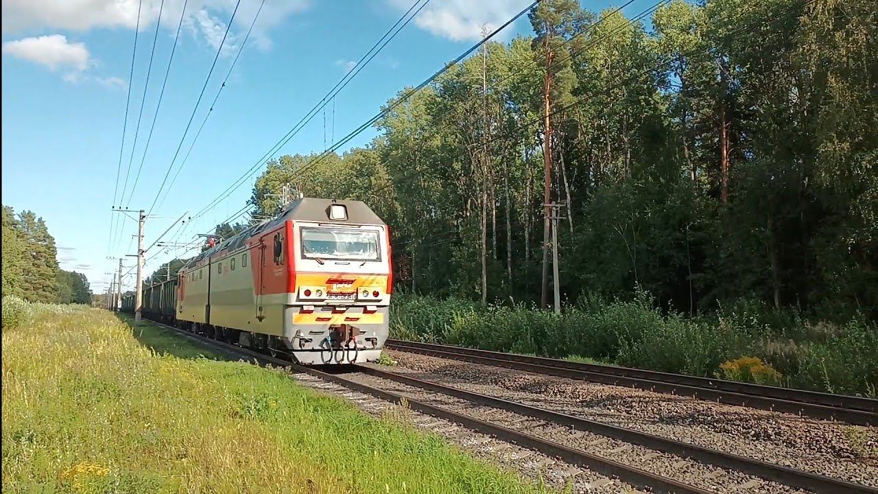Электровоз 2ЭС6-730 "Синара" с грузовым поездом на перегоне Новолисино - Владимирская