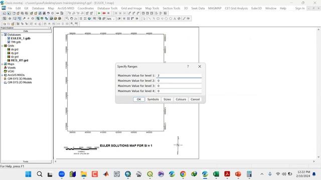 Oasis montaj - Depths to magnetic sources using Aeromagnetic data analysis (Глубины до источников ма