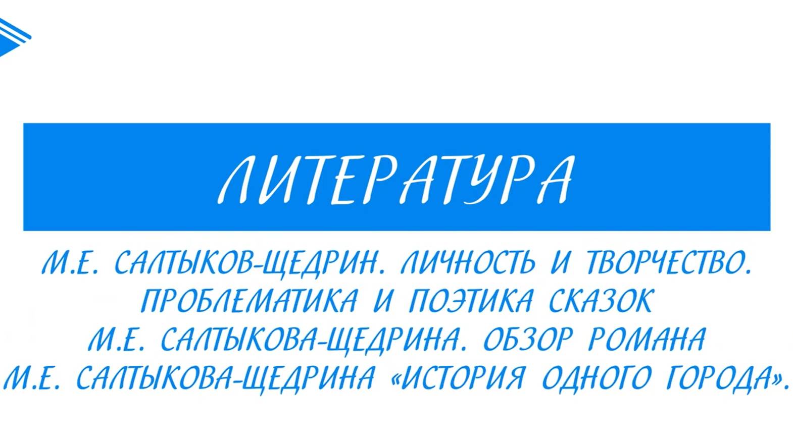 10 класс - Литература - М.Е. Салтыков-Щедрин. Личность и творчество. Сказки. _История одного города_