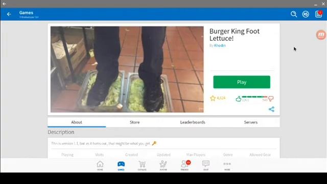 ROBLOX BURGER KING FOOT LETTUCE